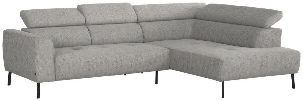 ECKSOFA in Webstoff Beige  - Beige/Schwarz, Design, Textil/Metall (280/205cm) - MID.YOU