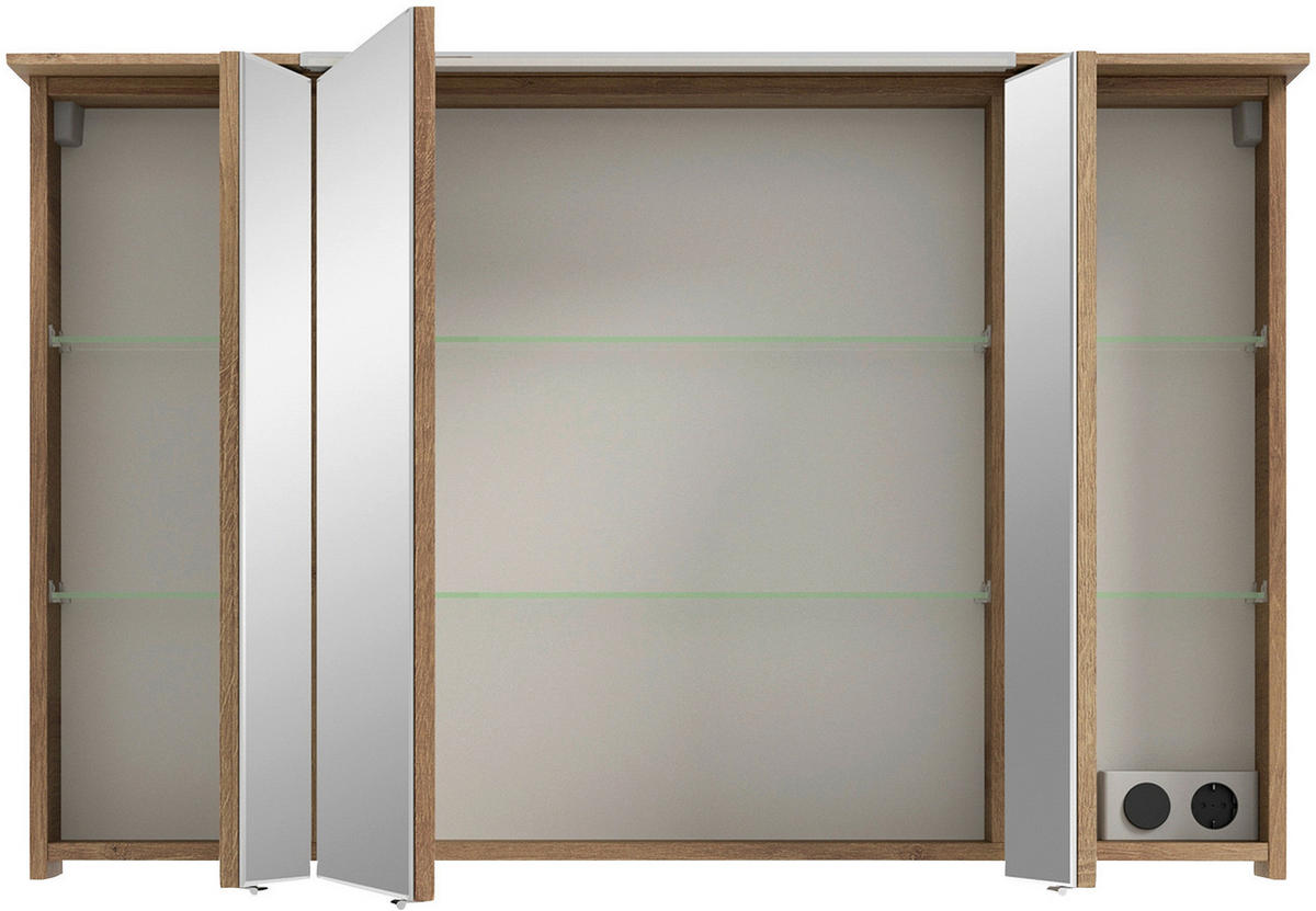 SPIEGELSCHRANK 110/71/17 cm  - Chromfarben/Eichefarben, Design, Glas/Holzwerkstoff (110/71/17cm) - Sadena