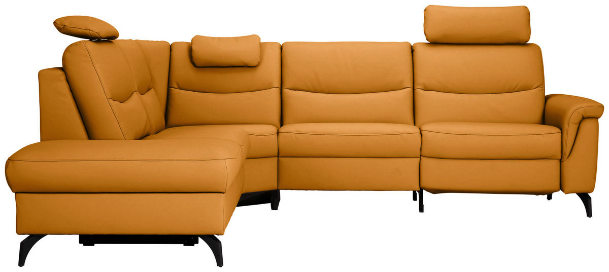 ECKSOFA in Echtleder Currygelb  249/280 cm  - Currygelb/Anthrazit, Design, Leder/Metall (249/280cm) - Himolla Komfortklass