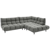 ECKSOFA Ottomane rechts, Eckteil  Grau Feincord  - Schwarz/Grau, Design, Holz/Textil (288/215cm) - Pure Home Lifestyle