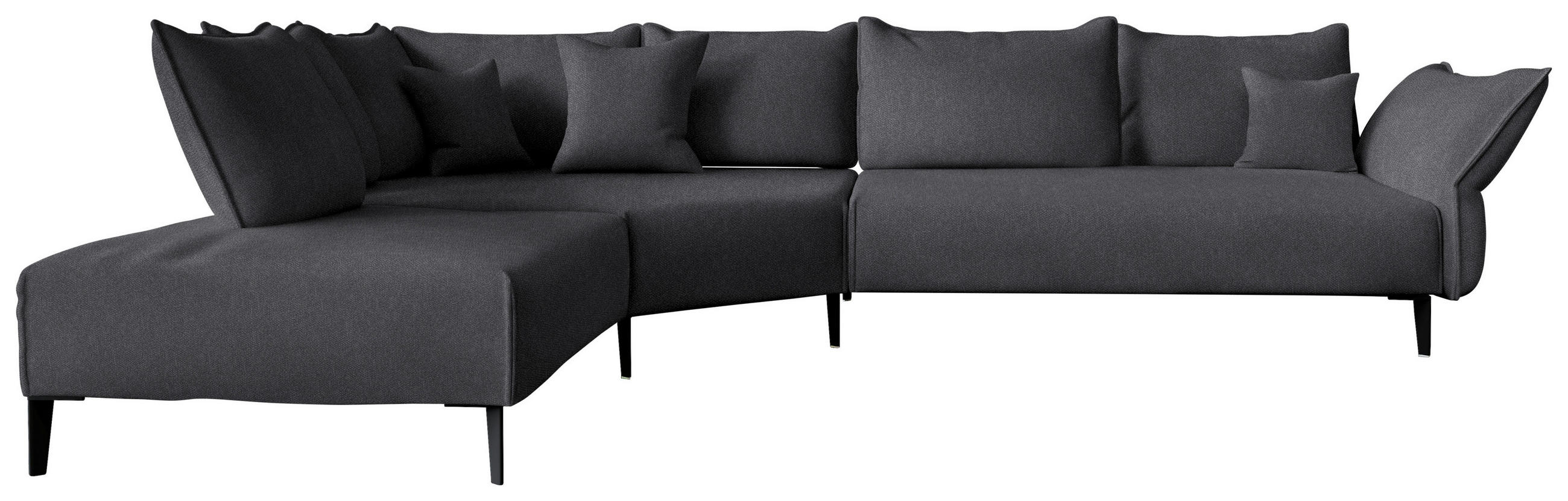 ECKSOFA  in Chenille, Flachgewebe Graphitfarben  272/340 cm  - Schwarz/Graphitfarben, MODERN, Textil/Metall (272/340cm) - W.Schillig