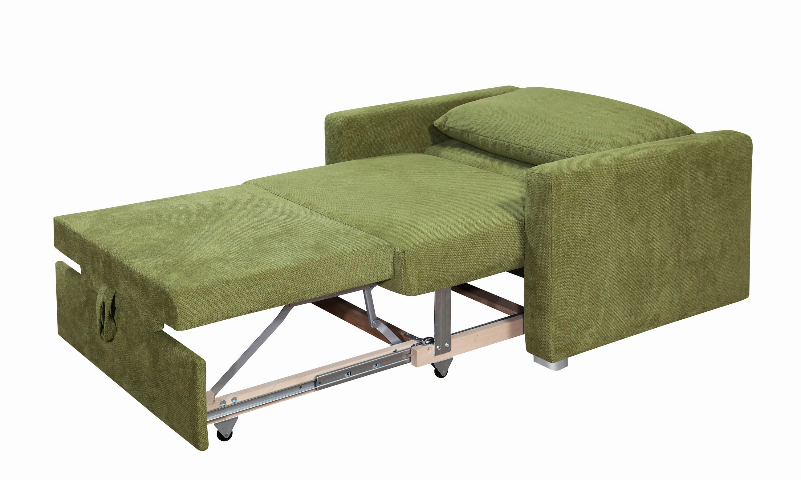 FOTELJ S FUNKCIJO LEŽIŠČA,  zelena tekstil - barve kroma/zelena, Design, kovina/tekstil (117/92/97cm) - Hom`in