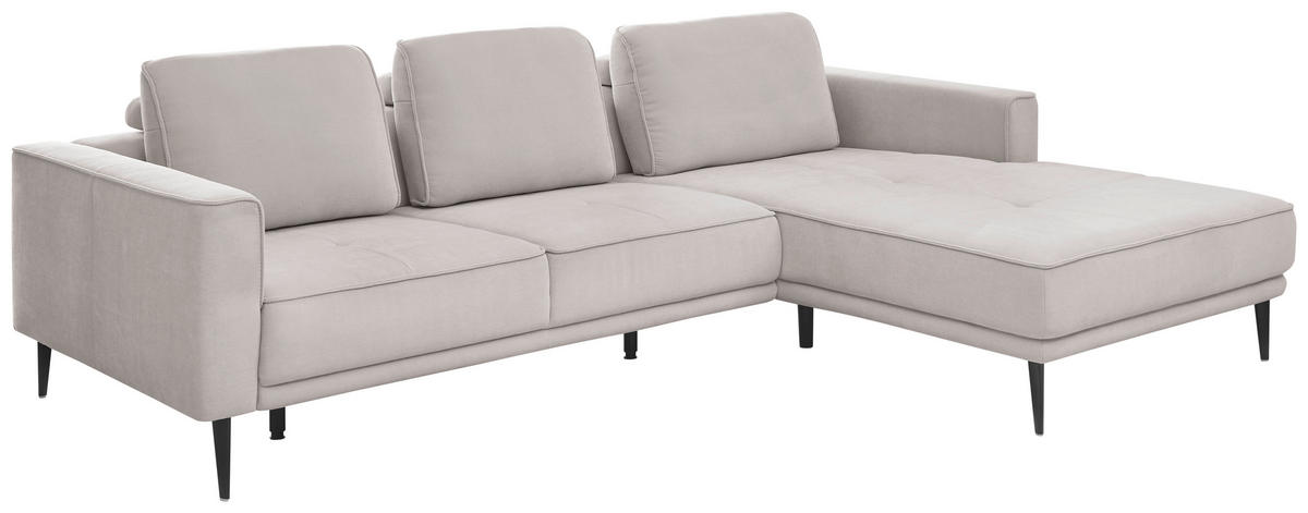 ECKSOFA Hellgrau Flachgewebe  - Hellgrau/Schwarz, KONVENTIONELL, Textil/Metall (279/193cm) - SetOne by Musterring