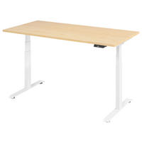 SCHREIBTISCH 160/80/64,5-129,5 cm Weiß, Ahornfarben elektrisch höhenverstellbar  - Ahornfarben/Weiß, KONVENTIONELL, Holzwerkstoff/Metall (160/80/64,5-129,5cm) - Venda