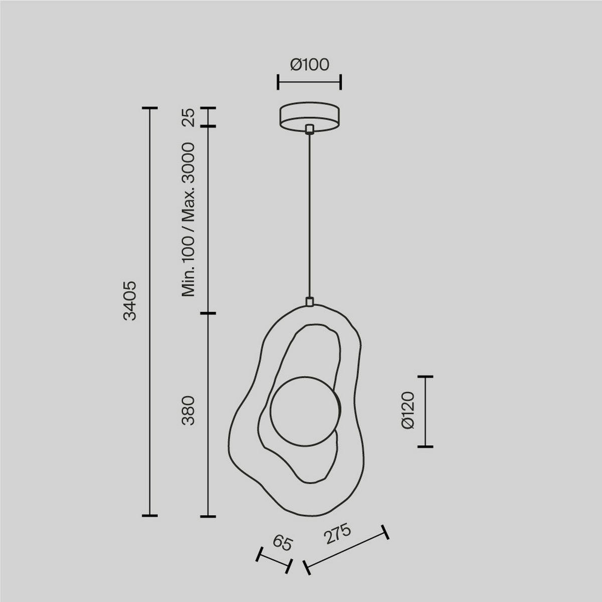 PENDELLEUCHTE Opus 27.5/340.5/12 cm  - Grau, Design, Metall (27.5/340.5/12cm) - MAYTONI