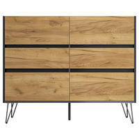 SIDEBOARD Posseik Industrial 120/93,6/42 cm 6 Schublade(n)  - Eichefarben/Graphitfarben, Design, Holzwerkstoff/Metall (120/93,6/42cm) - P & B