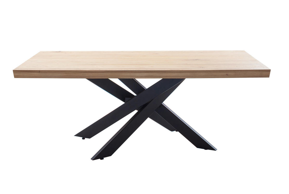 ESSTISCH in Holz 220/100/76 cm  - Wildeiche/Schwarz, KONVENTIONELL, Holz/Metall (220/100/76cm) - MID.YOU