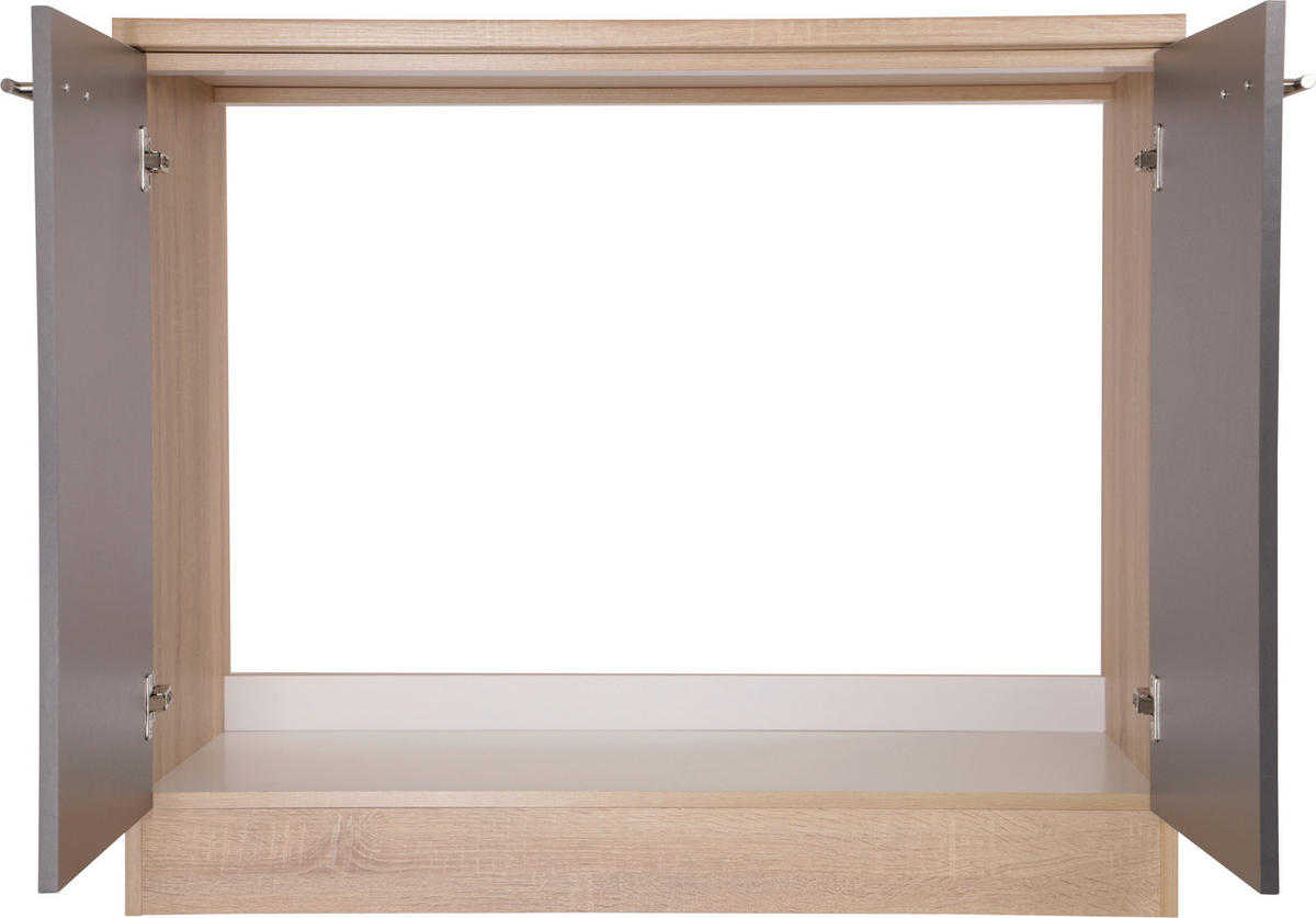 SPÜLENUNTERSCHRANK 100/84,8/60 cm  in Grau, Eichefarben  - Eichefarben/Silberfarben, Basics, Holzwerkstoff/Metall (100/84,8/60cm) - Respekta