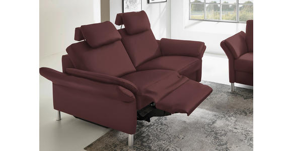 3-SITZER-SOFA Latina in Echtleder Weinrot   - Weinrot/Alufarben, Design, Leder/Metall (190/82/99cm) - Dieter Knoll