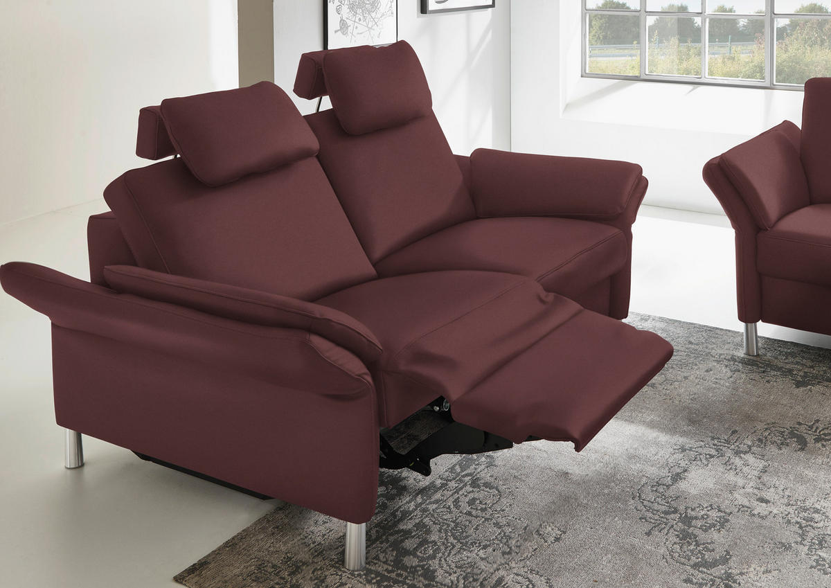 3-SITZER-SOFA in Echtleder Weinrot  - Weinrot/Alufarben, Design, Leder/Metall (190/82/99cm) - Dieter Knoll