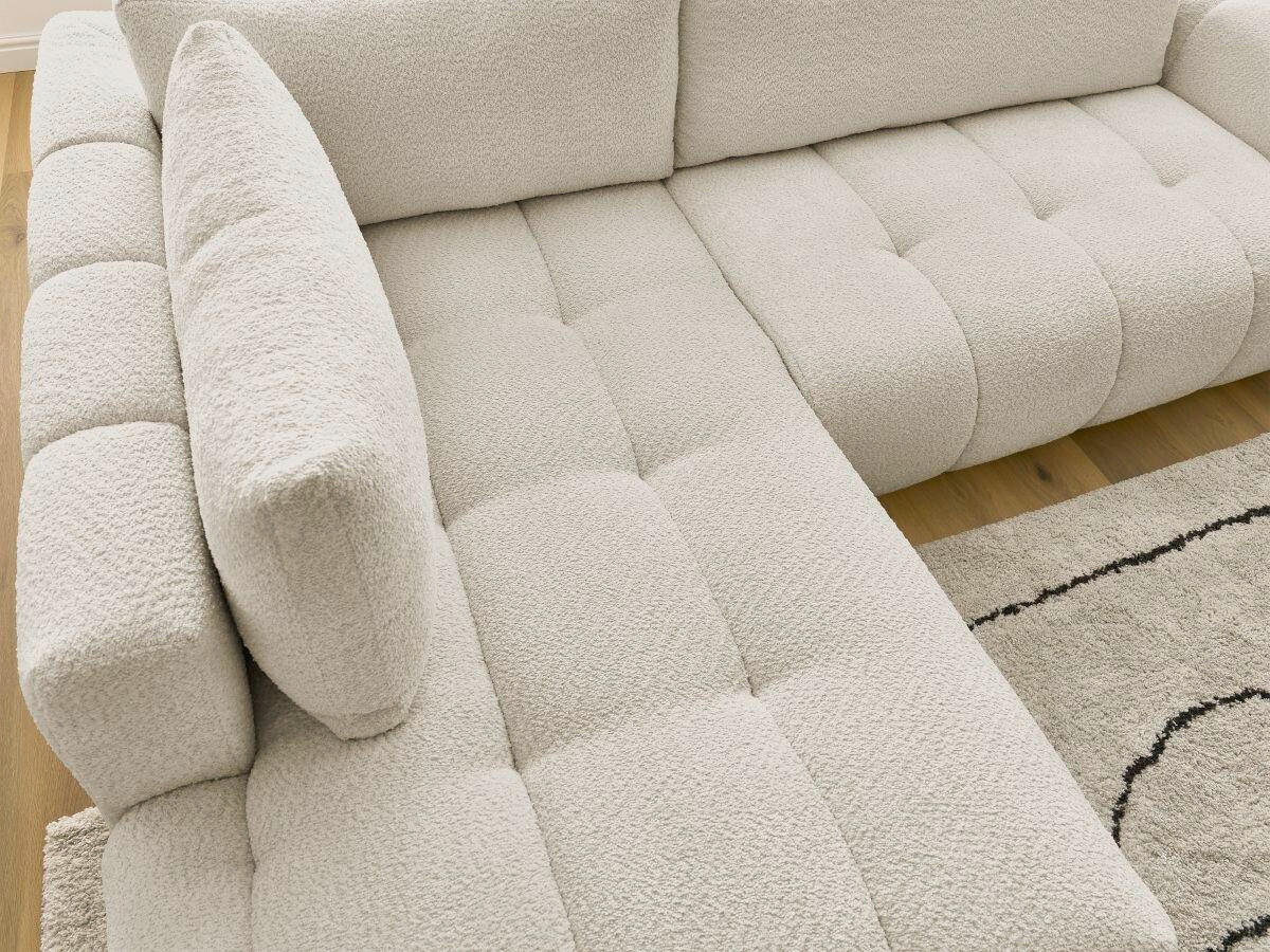 ECKSCHLAFSOFA FUJI Bouclé Beige  inkl.  - Beige/Schwarz, MODERN, Kunststoff/Textil (282/204cm)