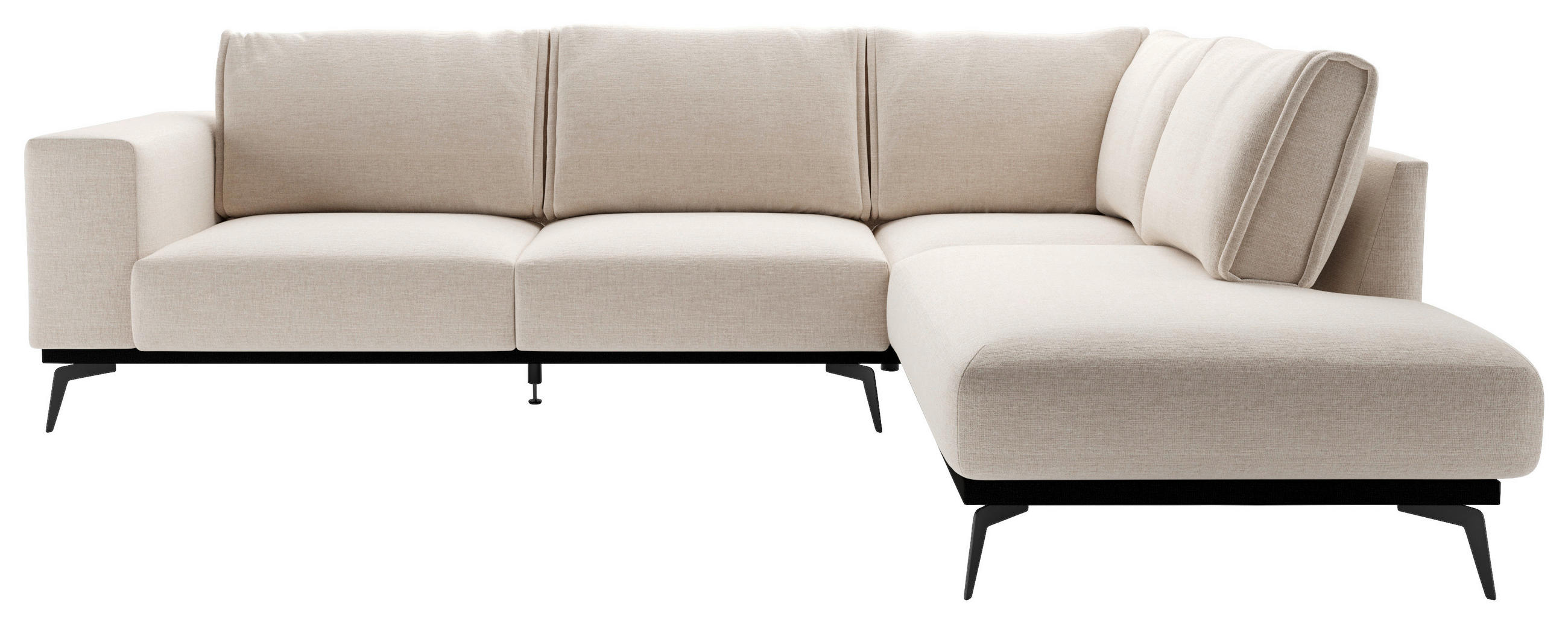 ECKSOFA in beflockt Creme  - Creme/Schwarz, Design, Holz/Textil (293/200cm) - MID.YOU
