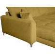 ECKSOFA Senfgelb Chenille  - Chromfarben/Senfgelb, KONVENTIONELL, Textil/Metall (227/329cm) - Carryhome