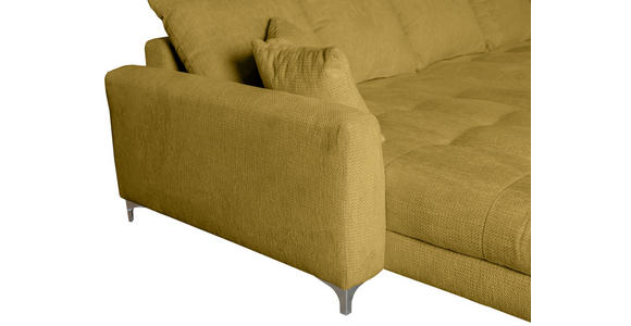 ECKSOFA Senfgelb Chenille - Chromfarben/Senfgelb, KONVENTIONELL, Textil/Metall (227/329cm) - Carryhome