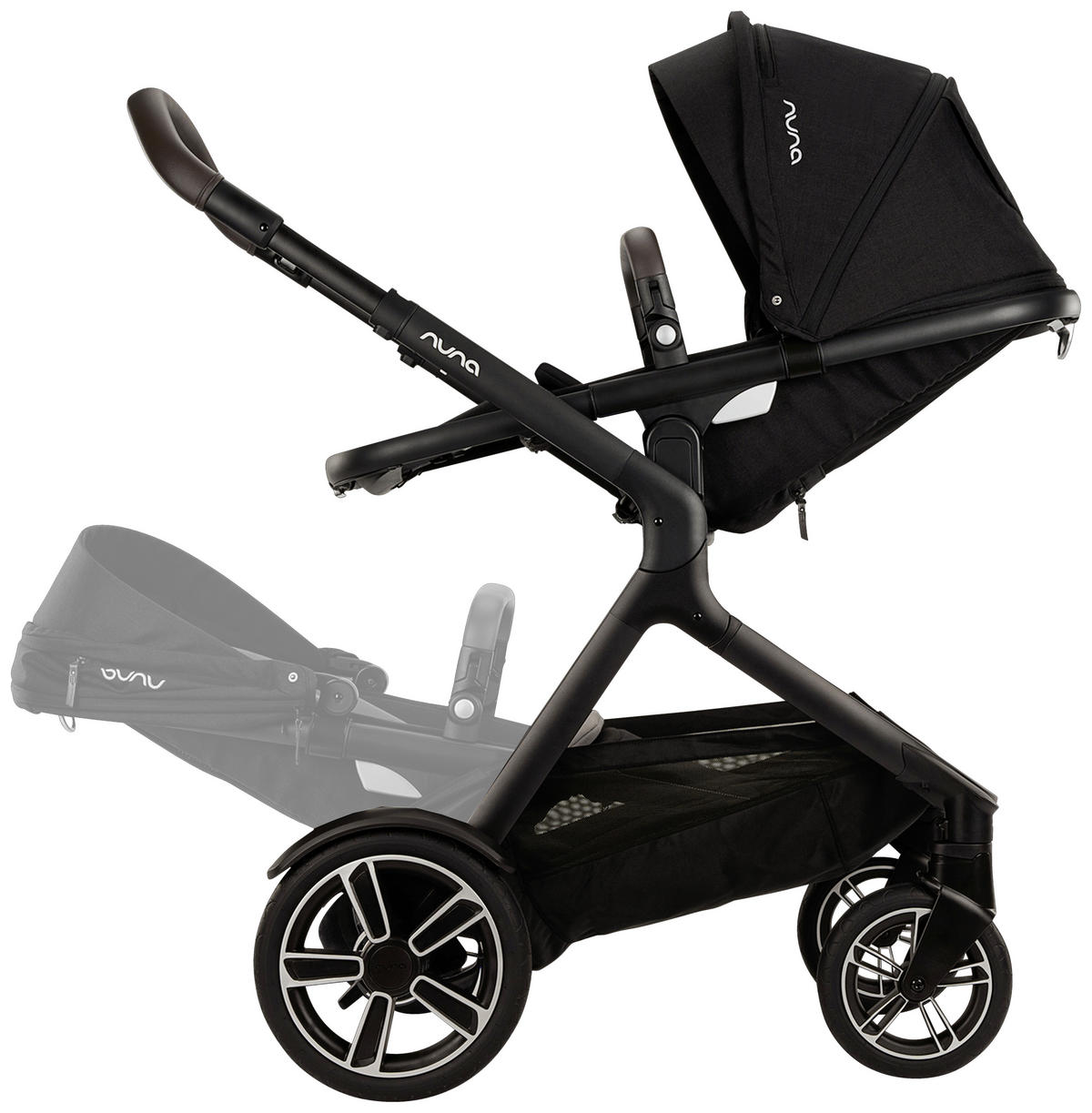 GESCHWISTERWAGEN Demi next  - Schwarz, Basics, Textil/Metall (63/123/83cm) - Nuna
