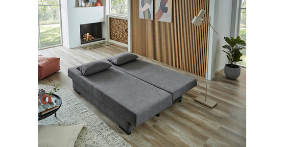 SCHLAFSOFA Webstoff Grau Rückenkissen, Armlehnenkissen, Bettkasten, Schlaffunktion, Rücken echt, Liegefläche im Originalstoff  - Schwarz/Grau, KONVENTIONELL, Kunststoff/Textil (190/80/83cm) - Carryhome