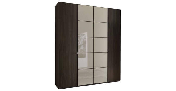 DREHTÜRENSCHRANK  in Grau, Eichefarben, Mokka  - Schieferfarben/Eichefarben, MODERN, Glas/Holzwerkstoff (200/216/58cm) - Novel