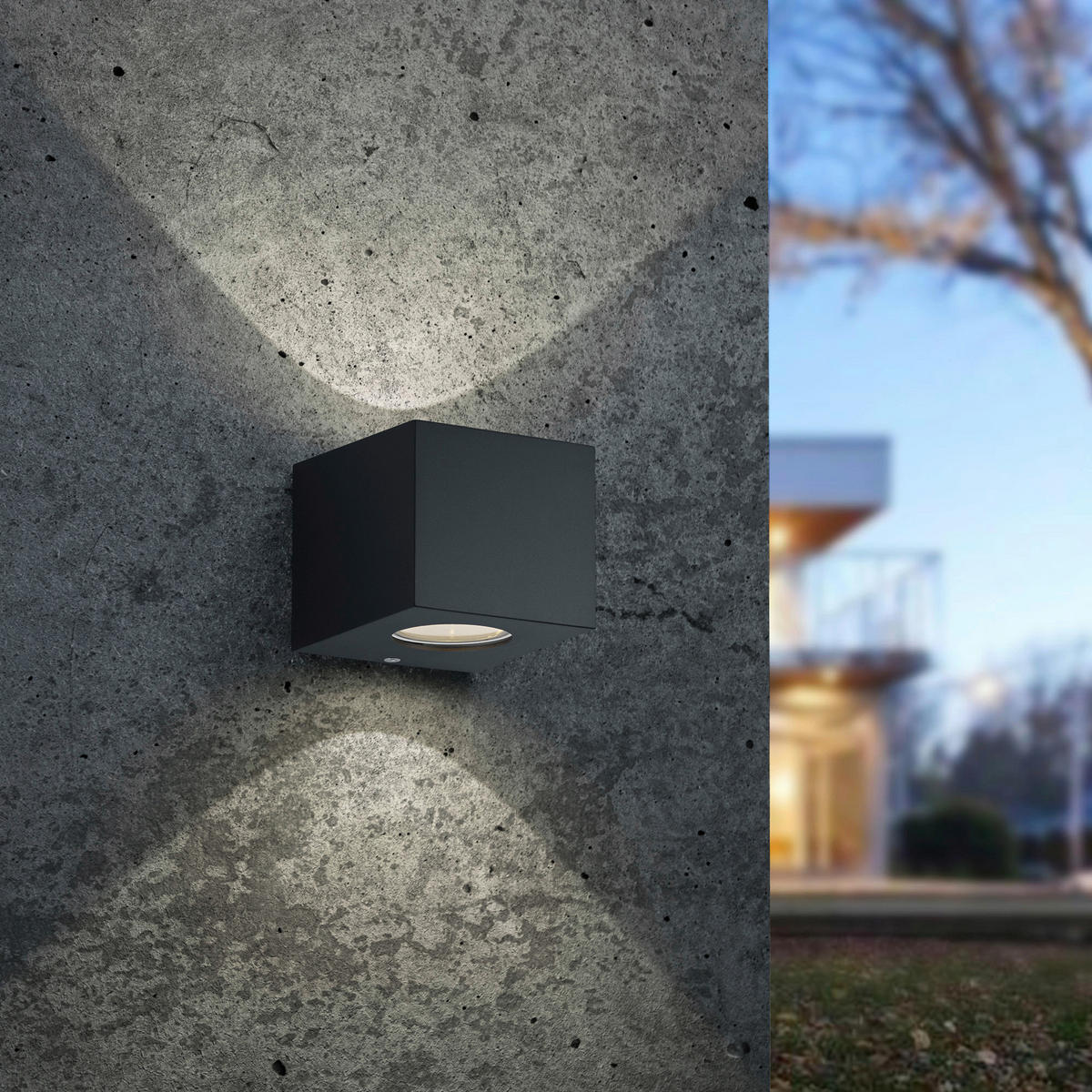 AUSSENWANDLEUCHTE - Schwarz, Design, Kunststoff (9/10/10,5cm)