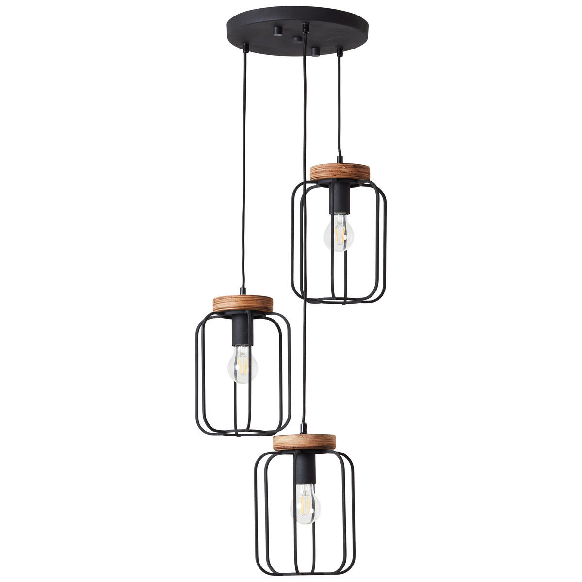 HÄNGELEUCHTE 42/165 cm    - Schwarz/Braun, Design, Holz/Metall (42/165cm) - Brilliant