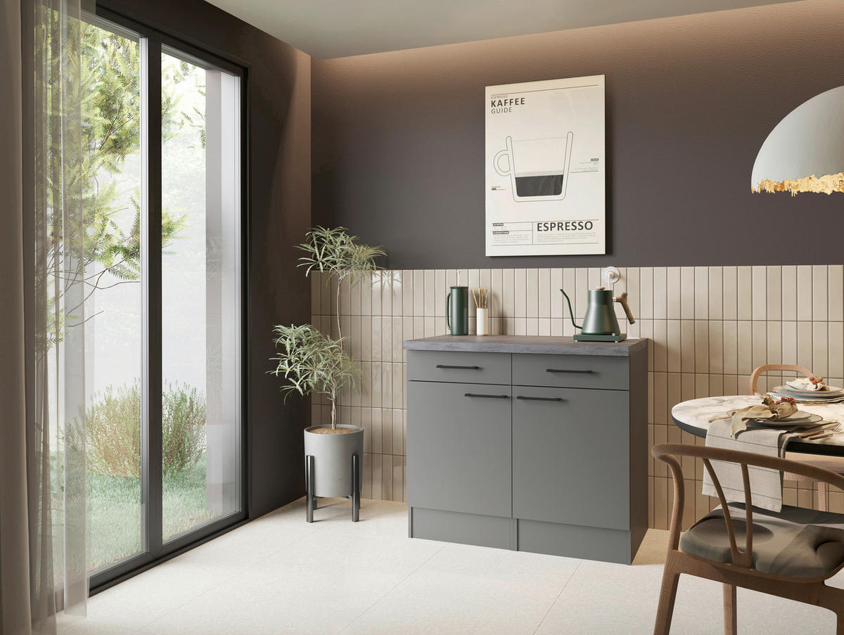 BÄNKSKÅP 100/90/60 cm  i grå  - svart/grå, Trend, metall/trämaterial (100/90/60cm) - Respekta