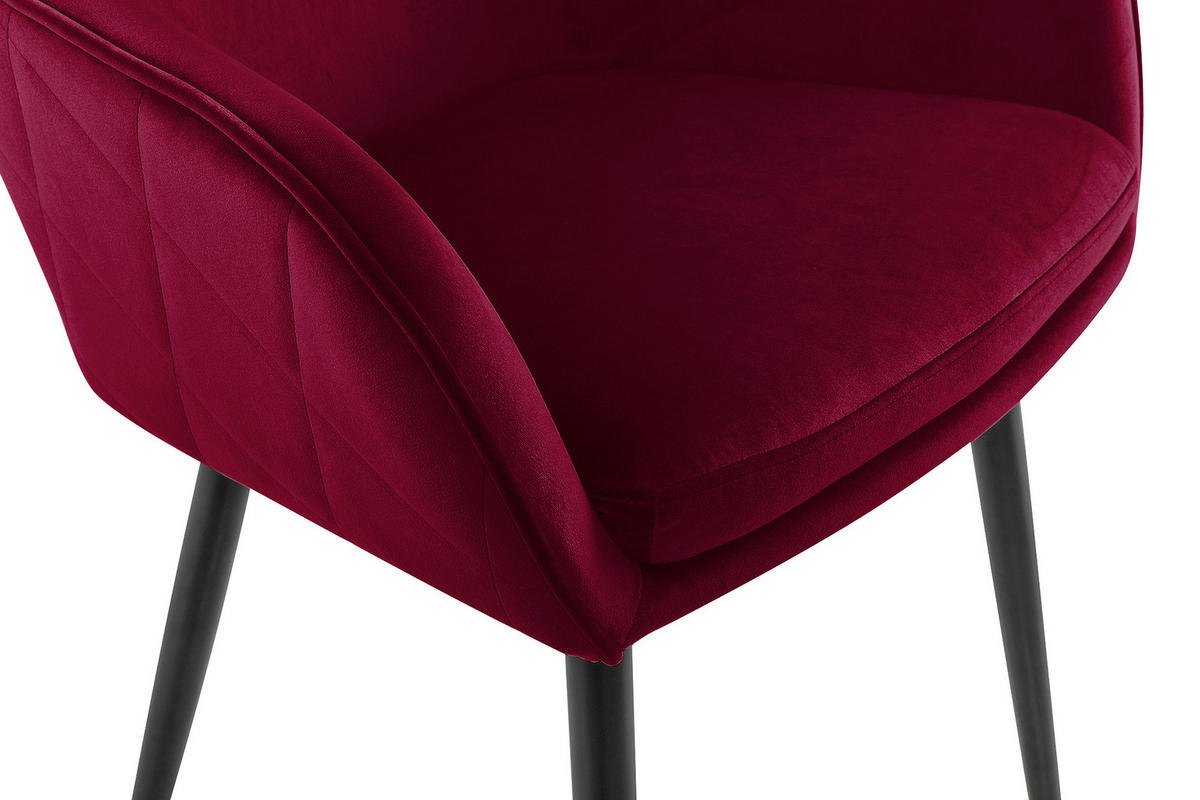 ARMLEHNSTUHL  in Samt  - Rot/Schwarz, MODERN, Textil/Metall (61/85/60cm) - Livetastic