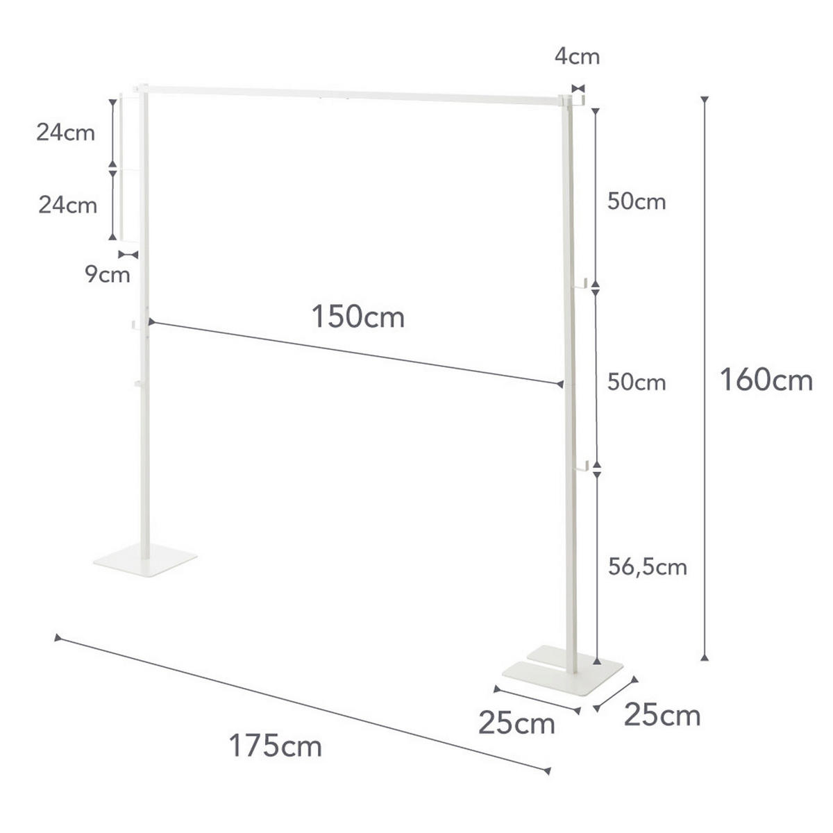 KLEIDERSTÄNDER Weiss   - Weiss, Basics, Metall (175/25/160cm)