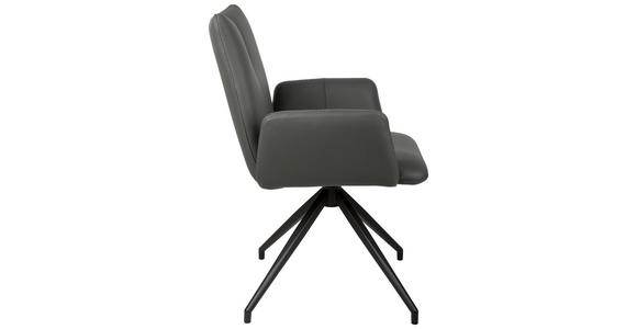 ARMLEHNSTUHL  Sitzfläche 360° drehbar, automatische Rückholfunktion  Echtleder  - Anthrazit/Schwarz, Design, Leder/Holz (62/87/63cm) - Valnatura