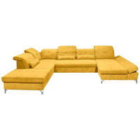 WOHNLANDSCHAFT in Mikrovelours Gelb  - Gelb/Silberfarben, Modern, Textil/Metall (245/350/168cm) - MID.YOU