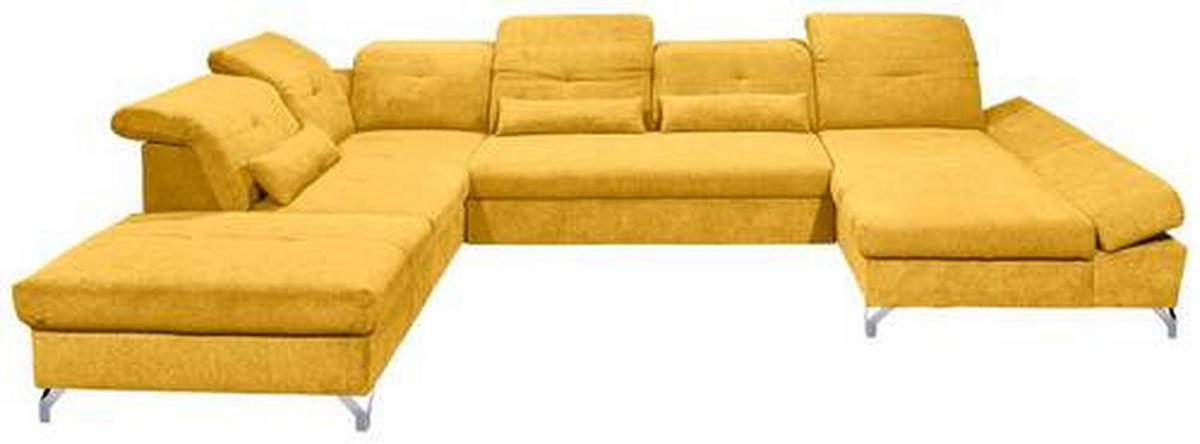 WOHNLANDSCHAFT in Mikrovelours Gelb  - Gelb/Silberfarben, Modern, Textil/Metall (245/350/168cm) - MID.YOU