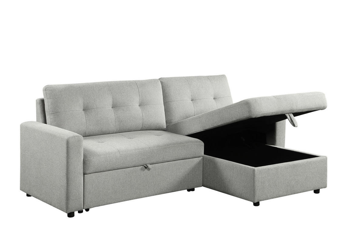 ECKSOFA LYN Hellgrau Leinenoptik  - Hellgrau/Schwarz, Design, Kunststoff/Textil (218/91/85cm) - MID.YOU