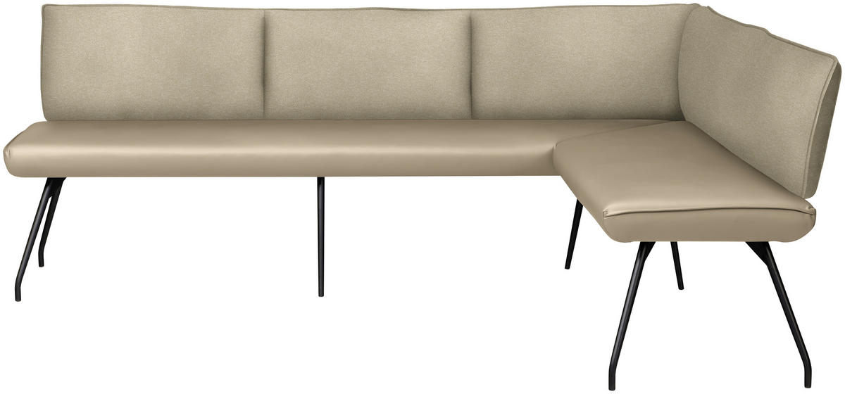 ECKBANK 225/165 cm  in Beige  - Beige/Schwarz, Design, Textil/Metall (225/165cm) - Moderano