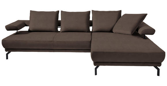 ECKSOFA in Mikrofaser Graubraun  - Graubraun/Schwarz, Design, Textil/Metall (305/224cm) - Dieter Knoll