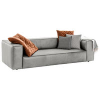 3-SITZER-SOFA around the block Echtleder Hellgrau  - Hellgrau/Schwarz, MODERN, Leder/Kunststoff (260/66/104cm) - Chilliano
