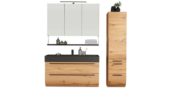 BADEZIMMER in 120 cm - Eichefarben/Schwarz, MODERN, Glas/Holz (120cm) - Dieter Knoll