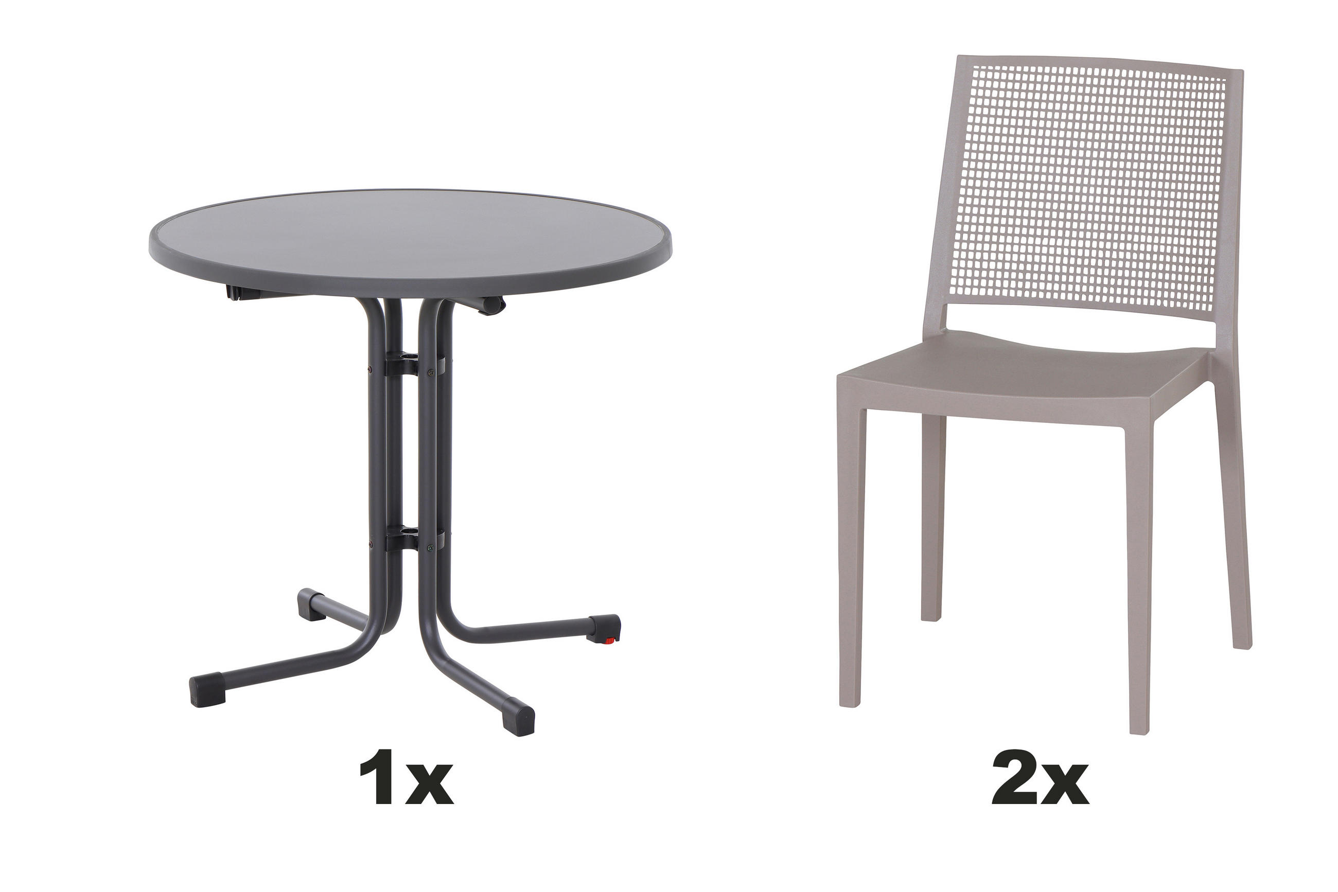 GARTENGARNITUR 3-teilig Stahl  - Taupe, Basics, Kunststoff/Metall (80/80/80cm) - Siena Garden