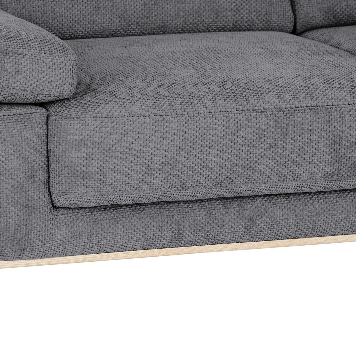 ECKSOFA Struktur Grau  - Schwarz/Grau, Modern, Textil/Metall (283/194cm) - MID.YOU