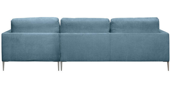 ECKSOFA Blau Chenille - Blau/Silberfarben, KONVENTIONELL, Textil/Metall (284/143cm) - Carryhome