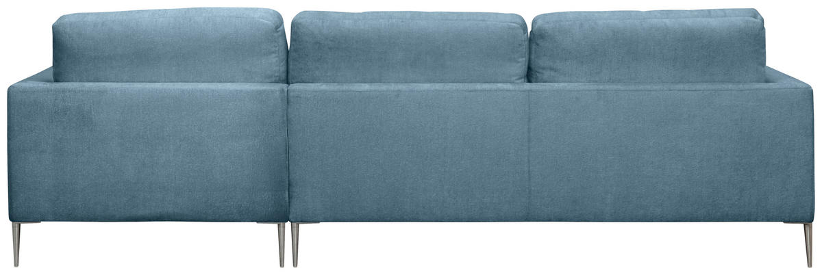 ECKSOFA Blau Chenille  - Blau/Silberfarben, KONVENTIONELL, Textil/Metall (284/143cm) - Carryhome
