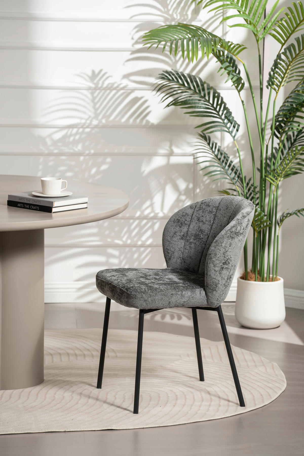 STOL, les, kovina, tekstil siva  - siva, Moderno, kovina/tekstil (55/79/59cm) - P & B