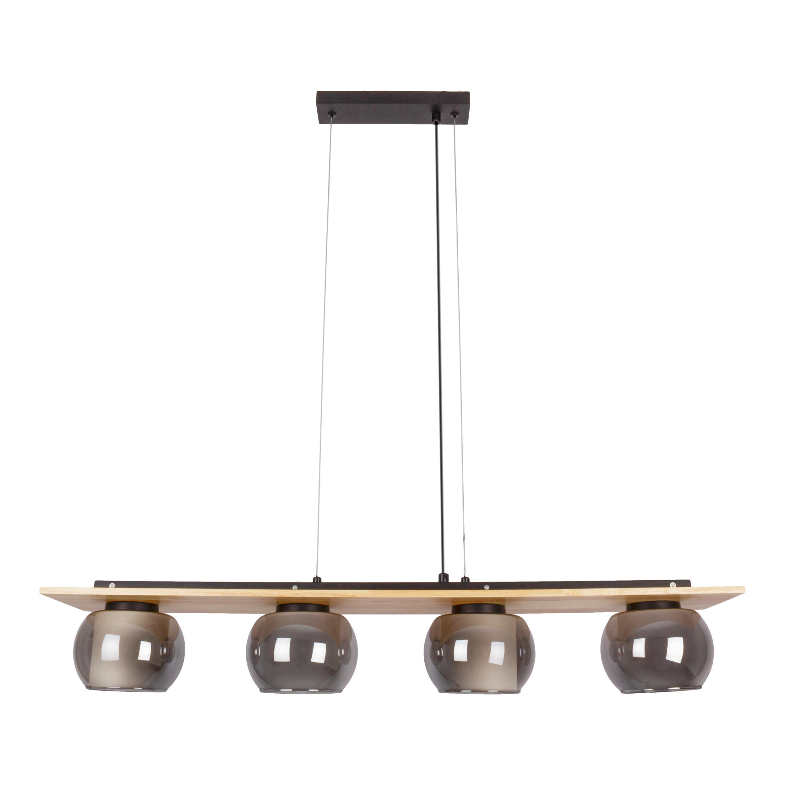 PENDELLEUCHTE TEXAS 90/18/120 cm  - Schwarz/Naturfarben, Design, Glas/Holz (90/18/120cm) - Näve