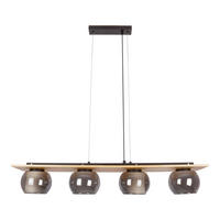 PENDELLEUCHTE TEXAS 90/18/120 cm  - Schwarz/Naturfarben, Design, Glas/Holz (90/18/120cm) - Näve