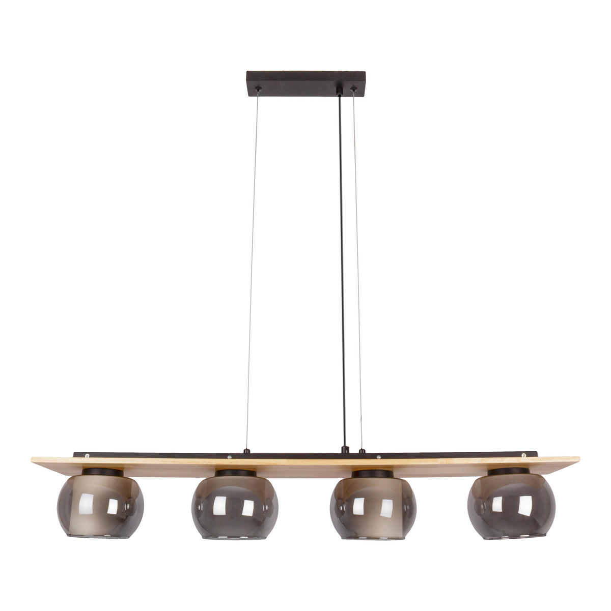 PENDELLEUCHTE TEXAS 90/18/120 cm  - Schwarz/Naturfarben, Design, Glas/Holz (90/18/120cm) - Näve