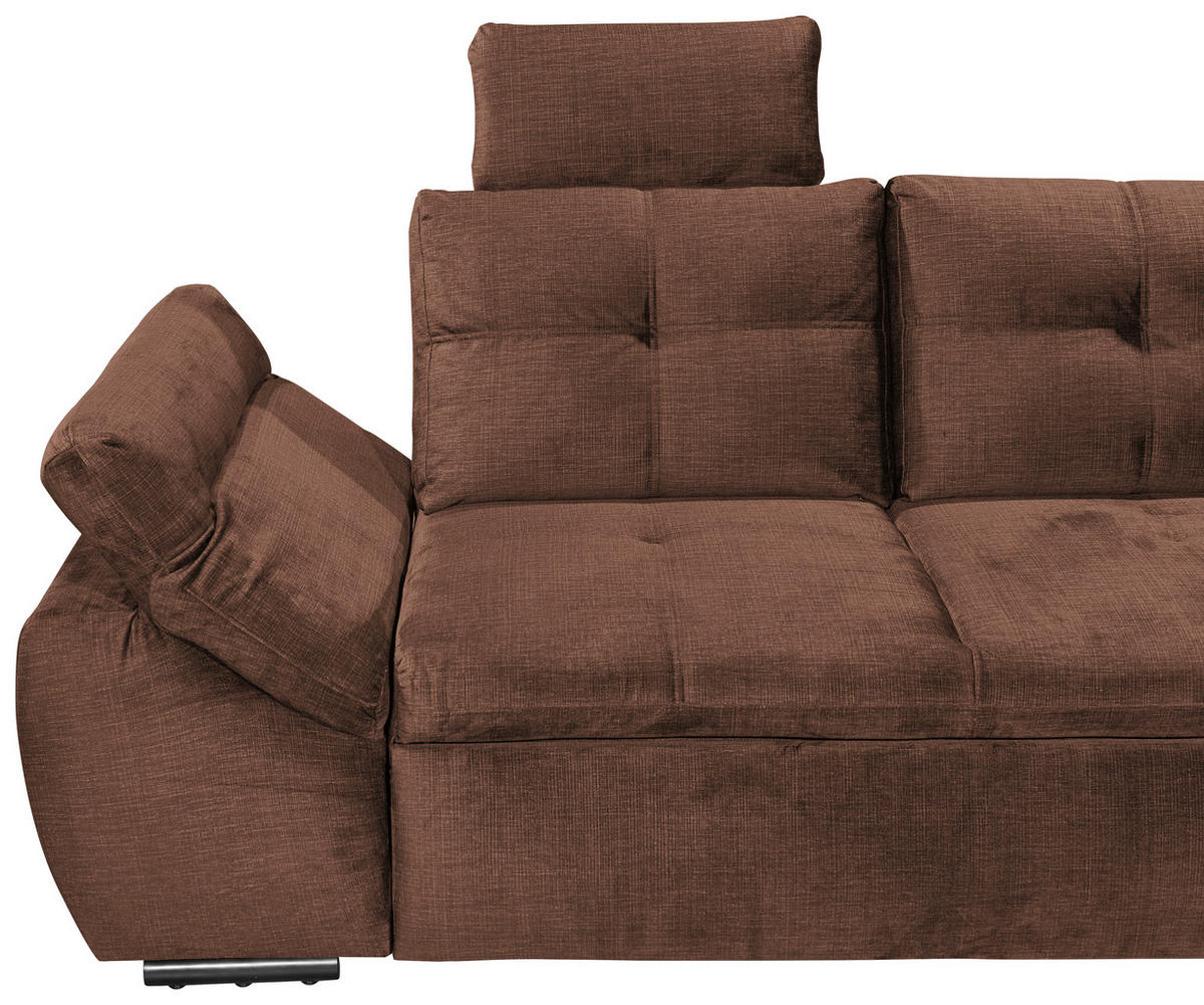 ECKSOFA in Mikrovelours Kupferfarben  - Schwarz/Kupferfarben, Konventionell, Kunststoff/Textil (275/170cm) - Carryhome