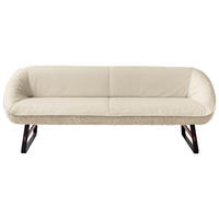 SITZBANK 229/88/80 cm Hochflor Echtleder Creme Holz, Metall  - Creme/Schwarz, Design, Leder/Holz (229/88/80cm) - Koinor