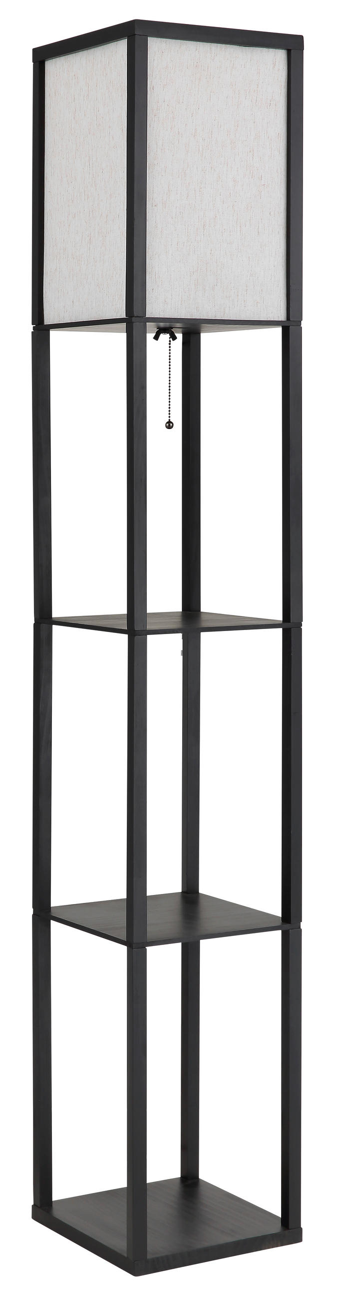 STEHLEUCHTE - Schwarz/Naturfarben, Design, Holz/Textil (26/26/159cm) - Globo