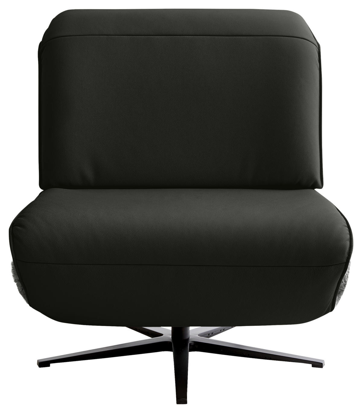 SESSEL in Hochflor Echtleder Anthrazit, Schwarz  - Anthrazit/Schwarz, Design, Leder/Textil (84/65/91cm) - Koinor