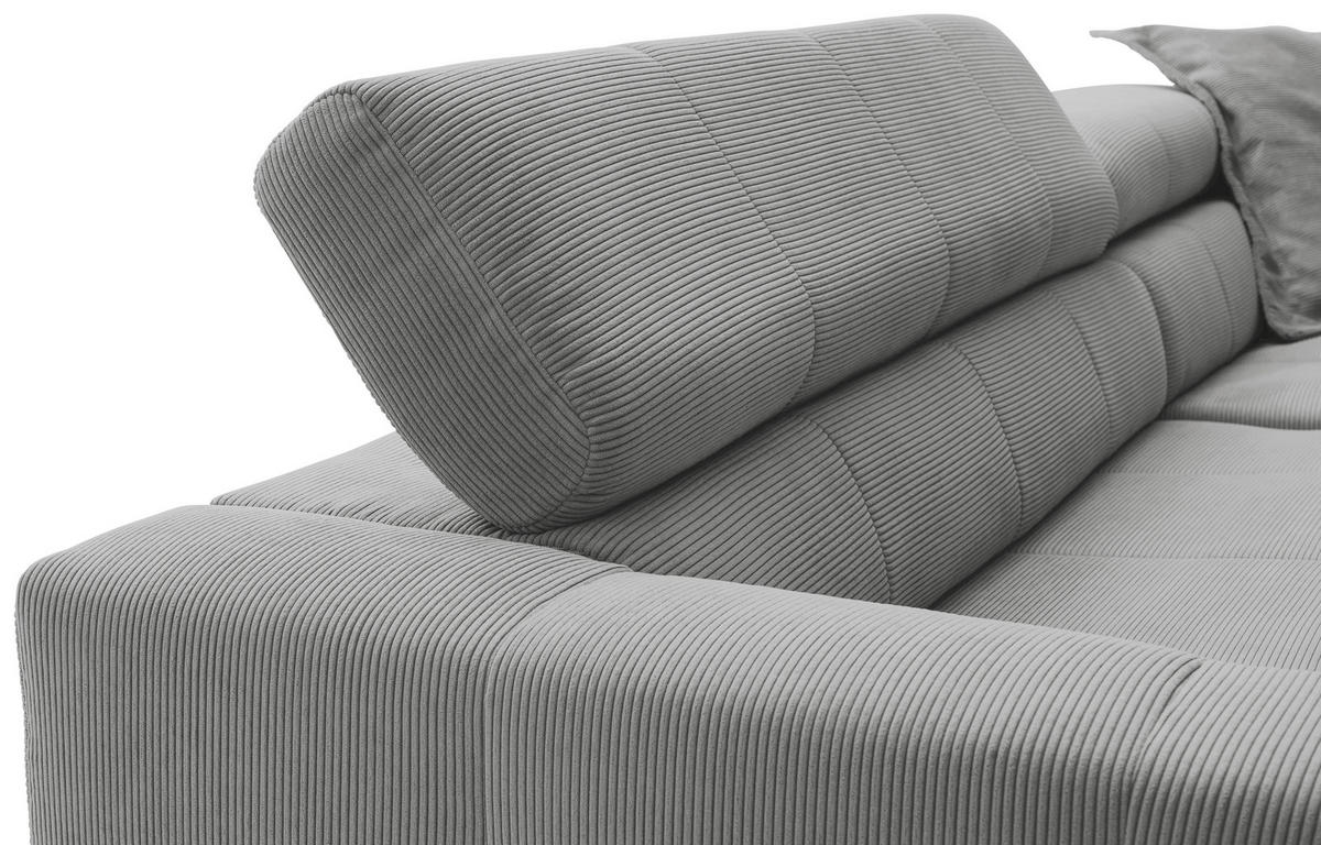 ECKSOFA in Feincord Grau  - Schwarz/Grau, Konventionell, Textil/Metall (311/219cm) - Hom`in