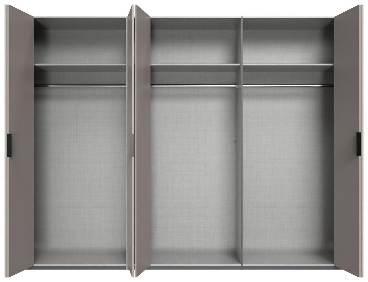 FALTTÜRENSCHRANK 300/216/58 cm 6-türig Graphitfarben, Grau, Sahara  - Schwarz/Graphitfarben, Design, Glas/Holzwerkstoff (300/216/58cm) - Boxxx