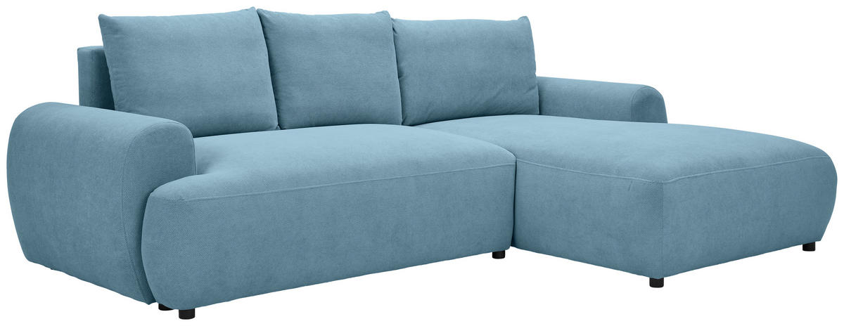 ECKSOFA in Webstoff Blau  - Blau/Schwarz, Modern, Kunststoff/Textil (265/175cm) - MID.YOU
