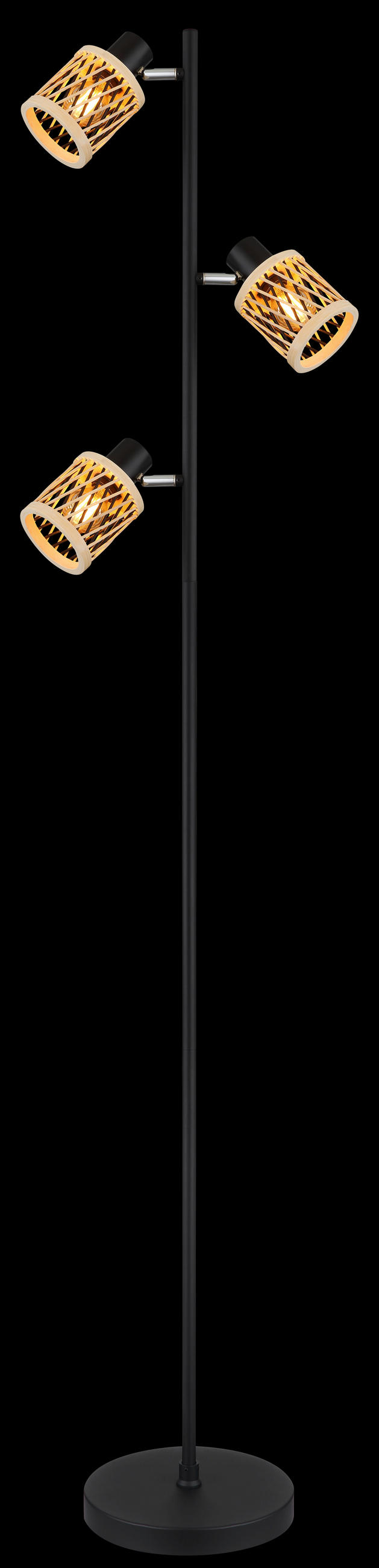 STEHLEUCHTE 23/154 cm    - Schwarz/Naturfarben, KONVENTIONELL, Naturmaterialien/Kunststoff (23/154cm)